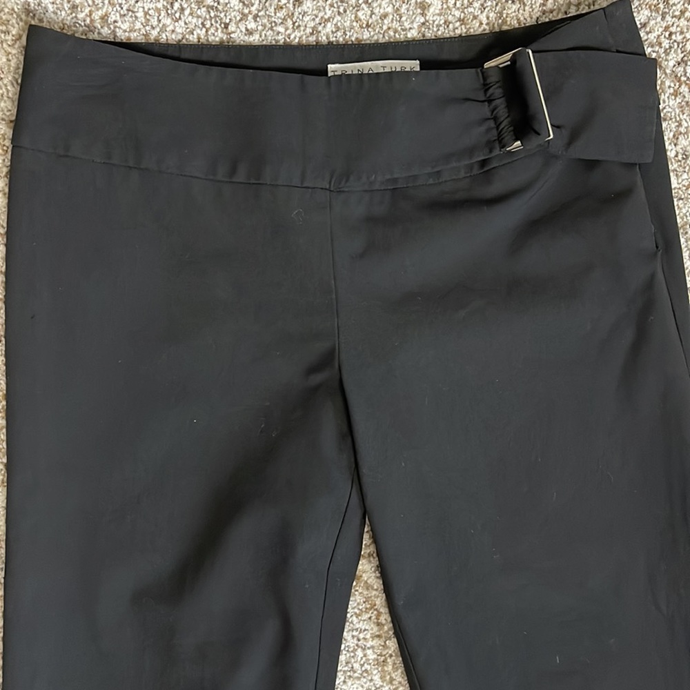 Trina Turk Black Boot Leg Low Rise with Buckle Dress Pants/Trousers Size 8